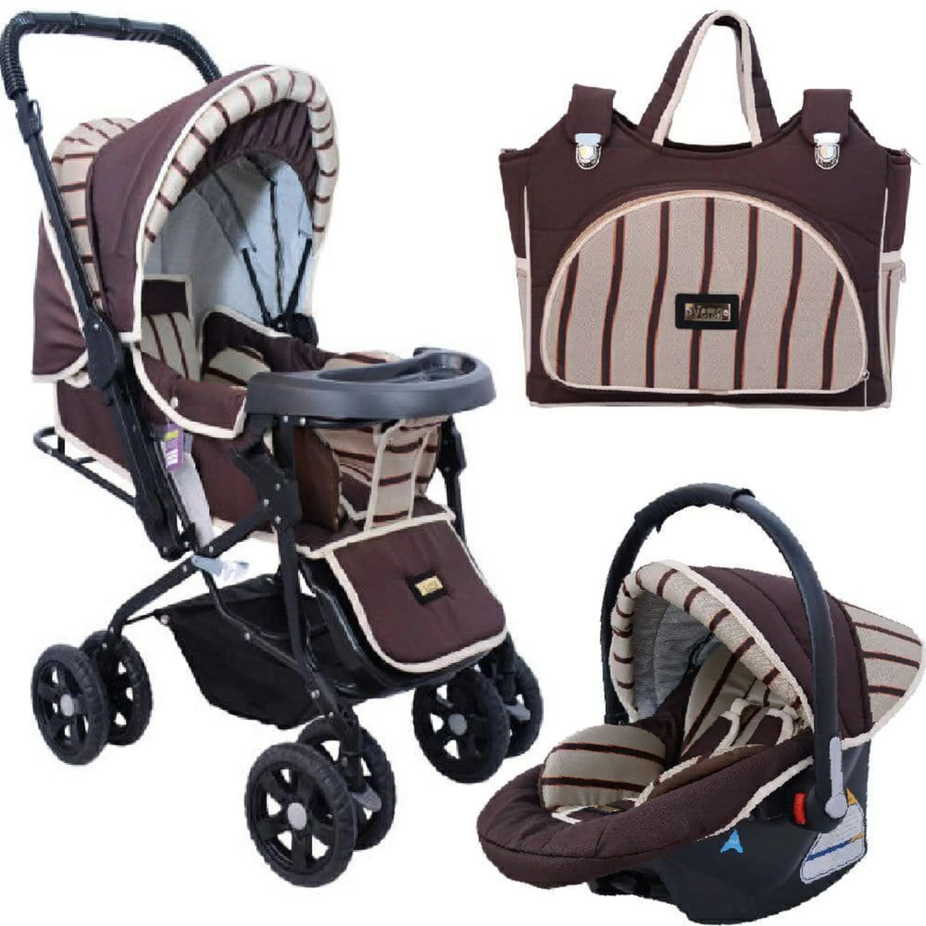 ست کالسکه دلیجان راه راه قهوه ای ست کالسکه دلیجان راه راه قهوه ای